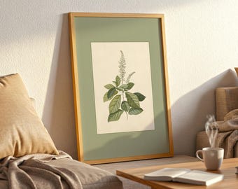 Sage Green Botanical Print, Flower Printable Wall Art, Digital Download