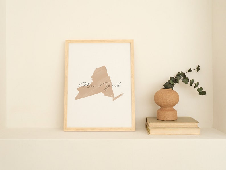 NY State Map Wall Art Printable New York Map | Etsy