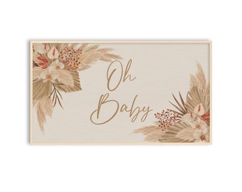 Samsung Frame TV Art Baby Shower Decor, Oh Baby Art, Boho Party Decor, Digital Download