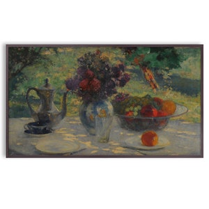 Samsung Frame TV Art Vintage Natura Morta Dipinto, Fiori, Giardino, Frutta, Download Immediato