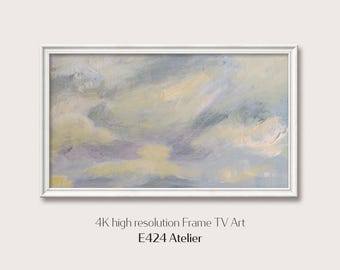 Summer Frame TV Art | Pastel Cloudscape | Textured Sky Decor | Digital Download
