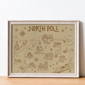 Weihnachten Druck, Nordpol Karte, druckbare Wandkunst Weihnachtsdorf, Kinderzimmer Winter Urlaub Wanddekoration, digitaler Download