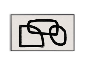 Samsung Frame TV Art 4K, Abstract Painting, Black and White, Instant Download
