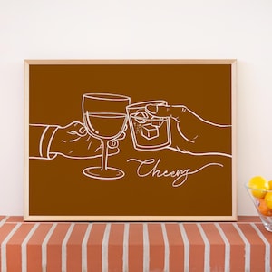 Barwagen print, afdrukbare muurkunst gejuich horizontaal, keuken eetkamer decor, digitale download, minimalistische trendy poster