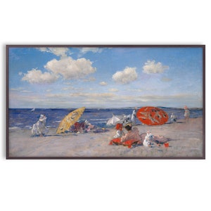 Samsung Frame TV Art Summer, Beach Painting, Coastal Vintage Art, Instant Download