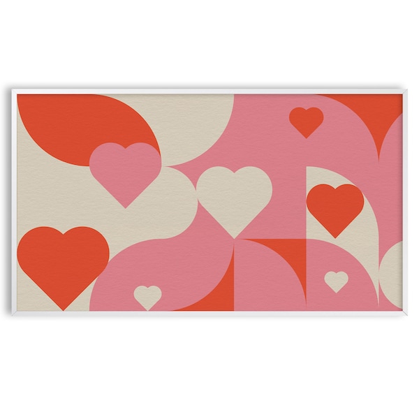 Frame TV Art Valentine's Day, Retro Pink Heart, Instant Download