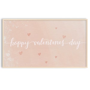 Valentine&#39;s Day Samsung Frame TV Art, Pink Hearts, Happy Valentine&#39;s Day, Instant Download