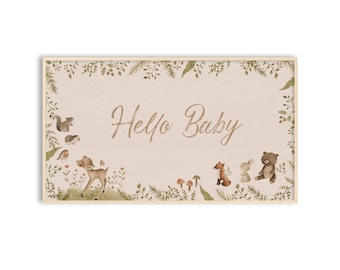 Frame TV Art Baby Shower Decor, Hello Baby with Baby Animals, Instant Download