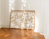 Flower Modern Art, Printable Wall Art, Neutral Home Decor, Floral Pattern Print, Digital Download
