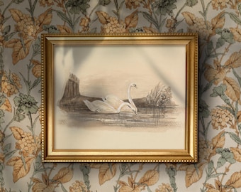 Vintage Swan Sketch Print | Farmhouse Neutral Decor (Digital Download)