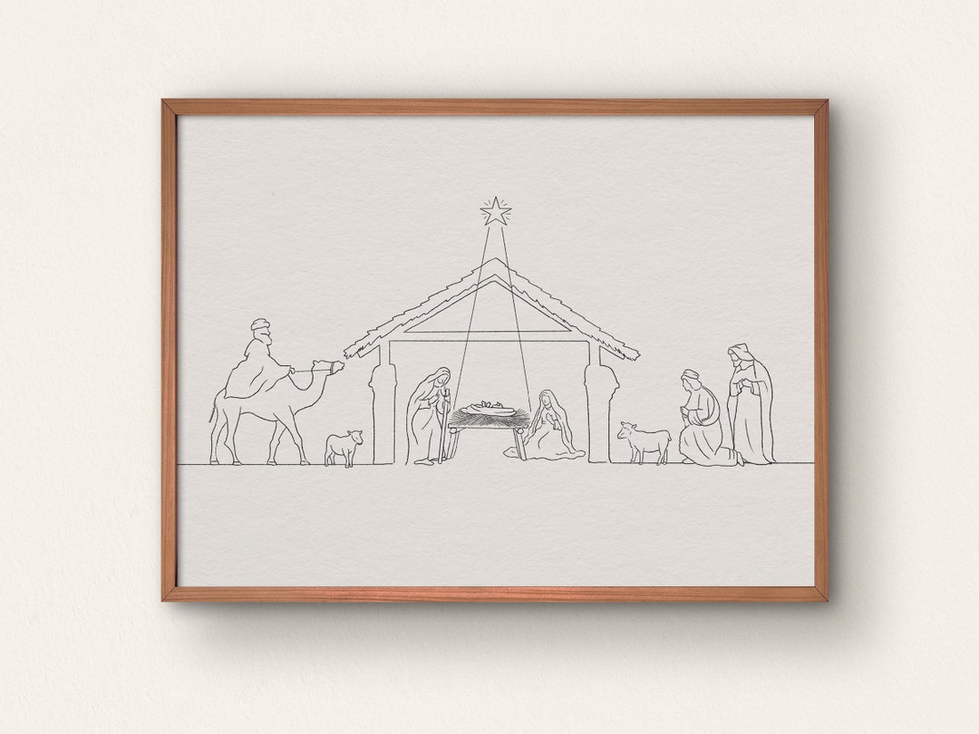 Nativity Wall Art Printable Digital File, Jesus' Birth Manger Scene ...
