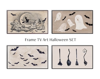 Halloween Frame TV Art | Ghost, Bats, Witch Set | Instant Download