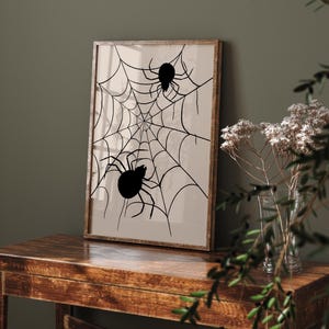 Halloween Wall Art Spider Web | Spooky Home Decoration | Digital Download | Neutral Halloween Art Print
