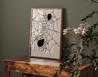 Spider Web Halloween Art Print: Spooky Home Decor (Printable Digital Download)