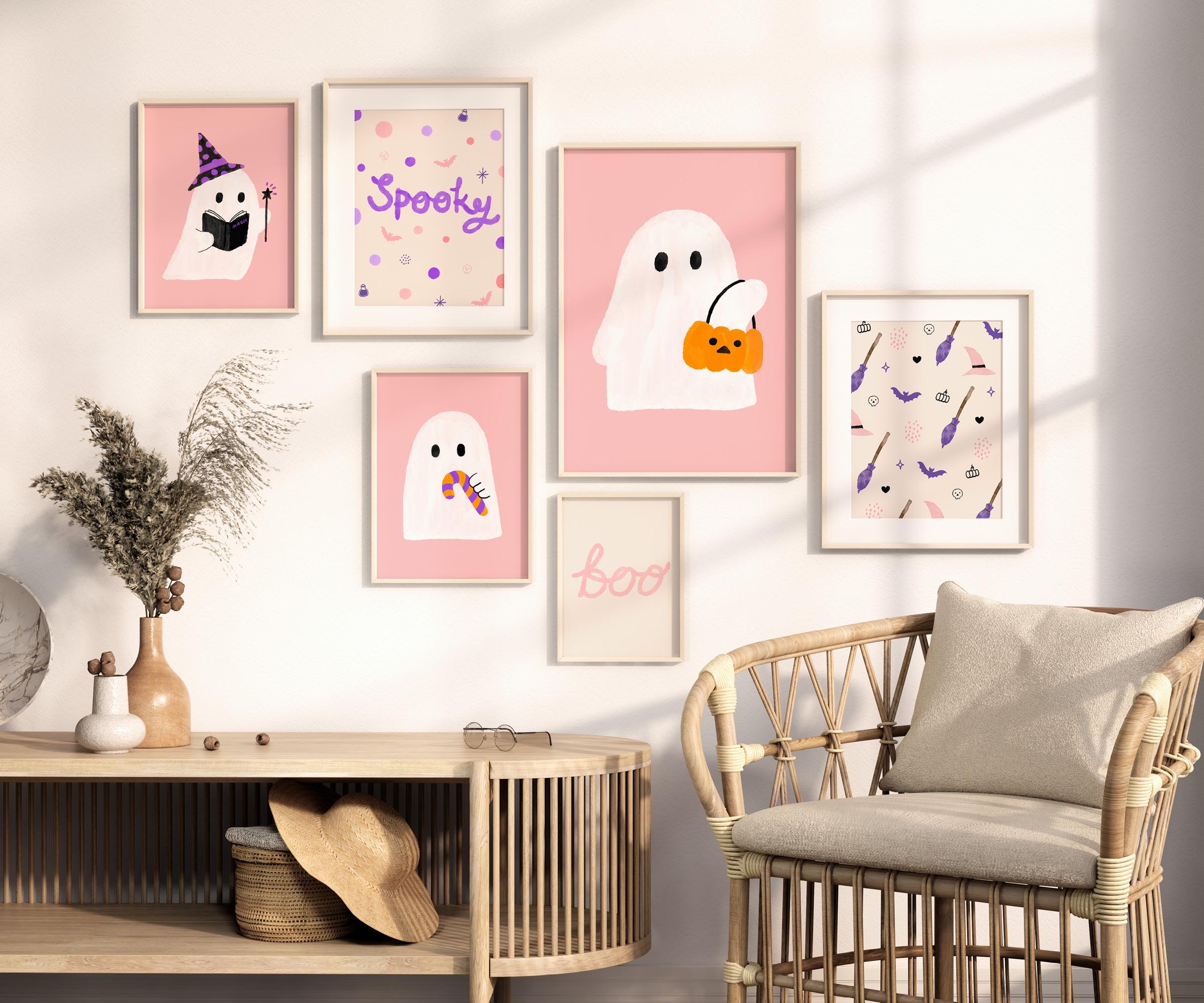 Halloween Gallery Wall Set of 6 | Cute and Spooky Home Decor | Ghost ...