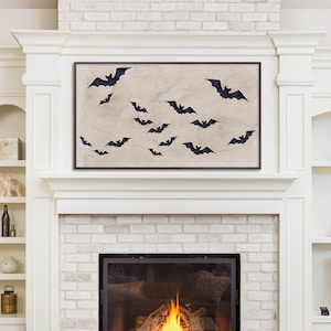 Frame TV Art Halloween Bats, Grunge Halloween Decor, Instant Download