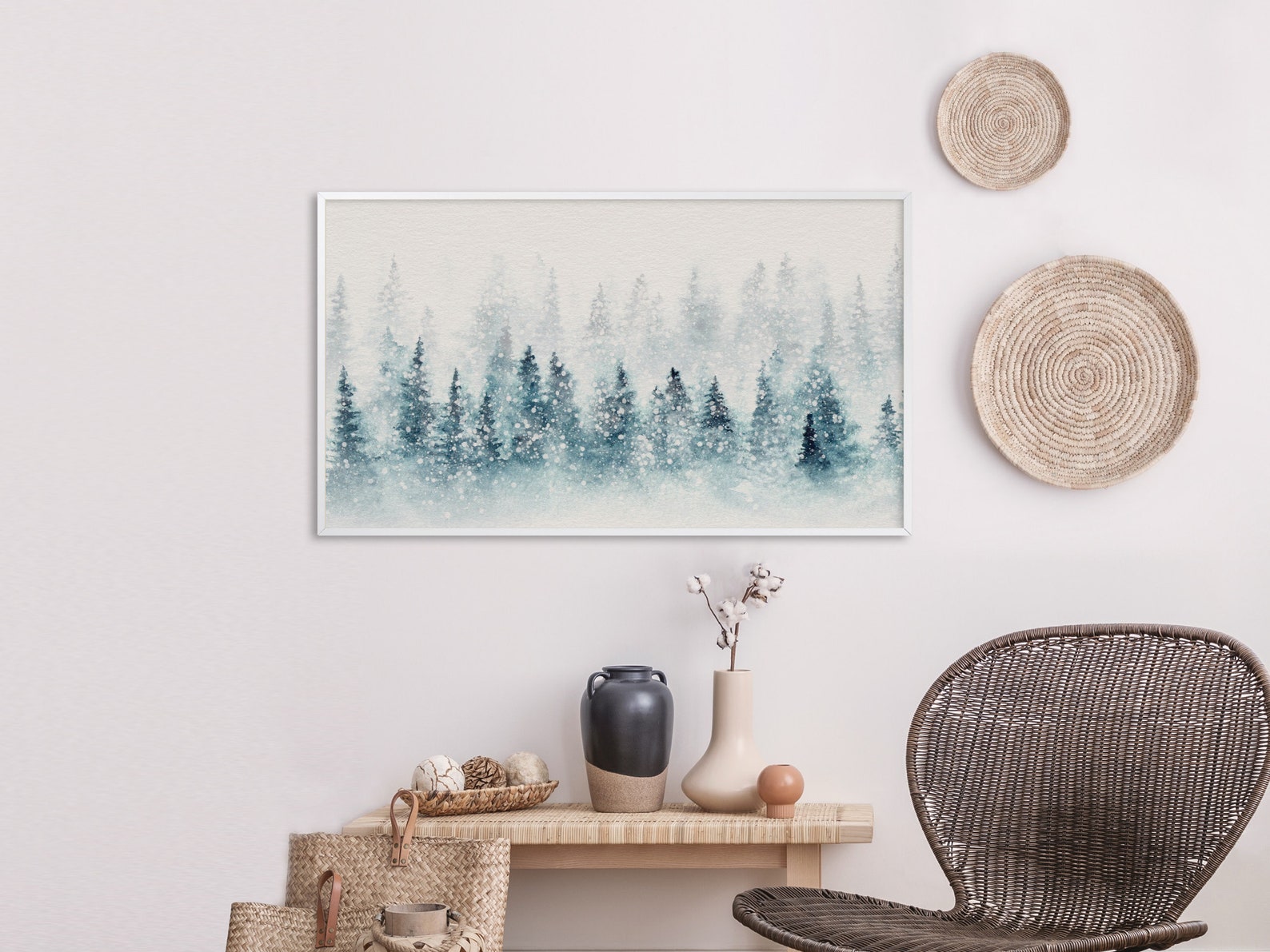 Samsung Frame TV Art Christmas Winter Snow Trees Landscape Etsy