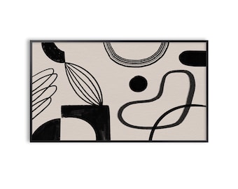 Abstract Frame TV Art, Black and White Modern Home Decor, Digital Download
