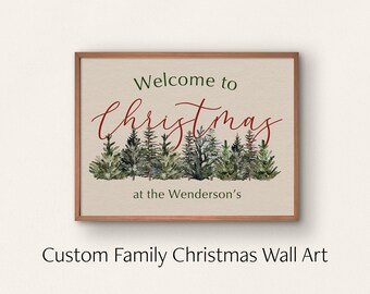 Custom Family Name Christmas Tree Farm Sign, Printable Wall Art (Digital Download)