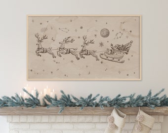 Samsung Frame TV Art Christmas, Santa, Sleigh, Winter, Vintage art
