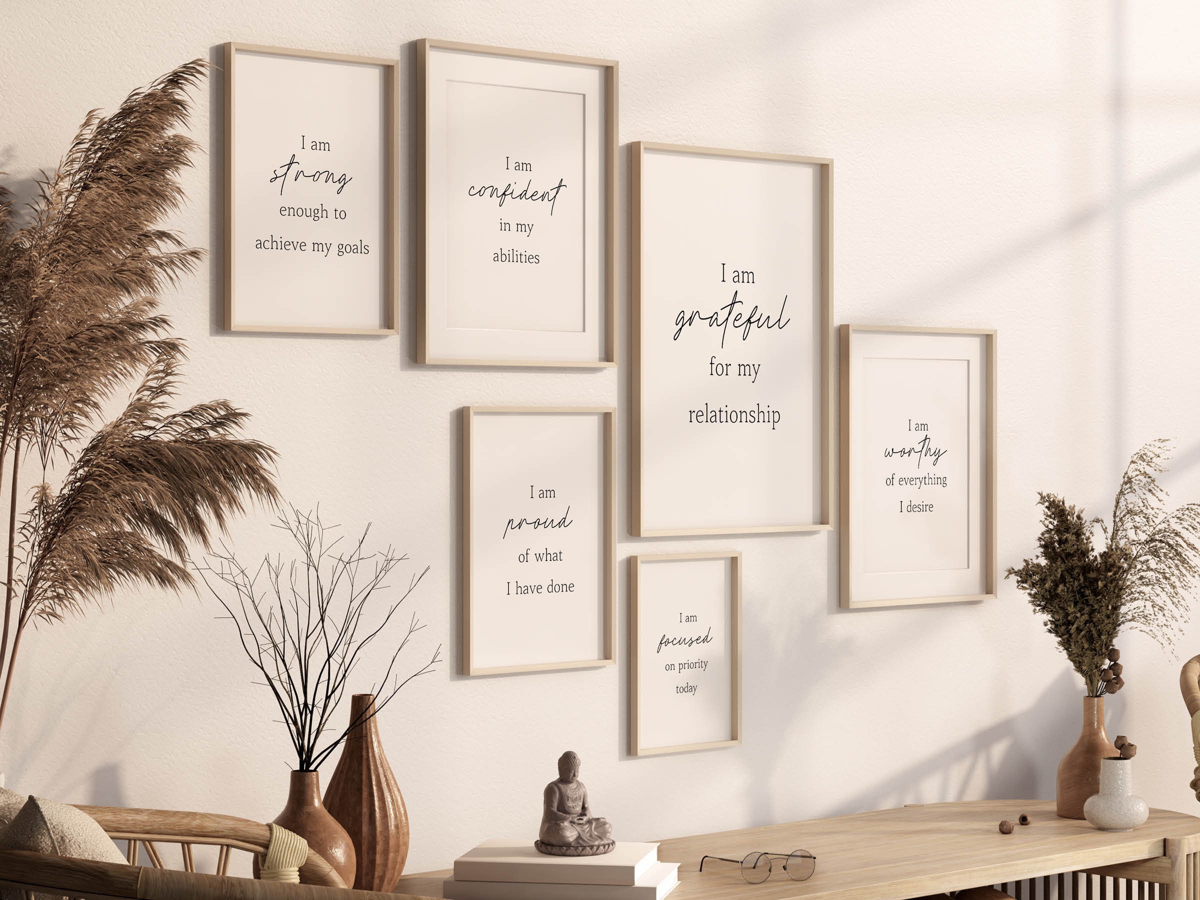 Motivational Quote Gallery Wall Art Set of 6, Home Offie Decor (digital ...