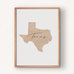 Texas Map Print, Printable Wall Art TX State, Digital Download, Wall Decor