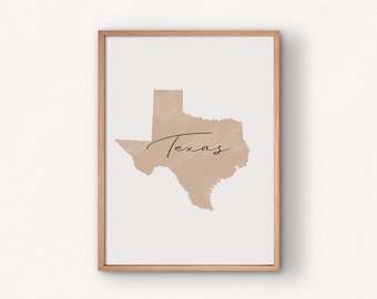 Texas Map Wall Art Printable Texas State Digital Print