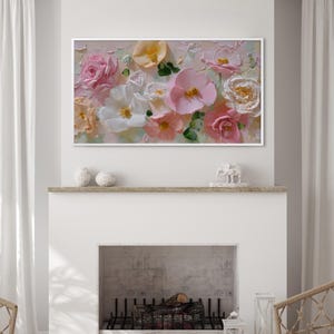 Frame TV Art Colorful Flowers, 3D Textured Painting, Digital Download