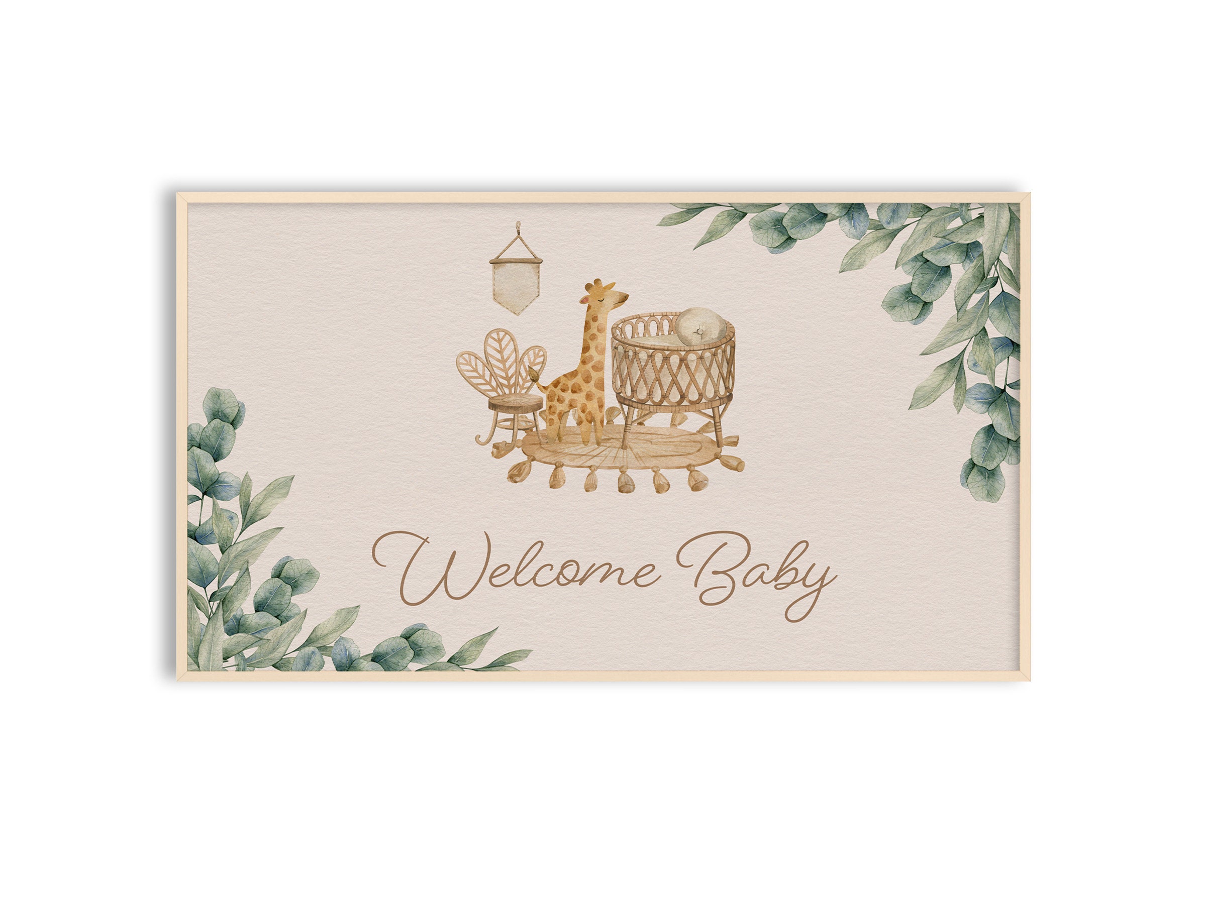 Frame TV Art Baby Shower Decor Idea, Welcome Baby, Instant Download