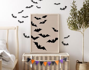 Halloween Printable Wall Art Bats | Spooky Home Decor | Bat Wall Decor | Digital Download