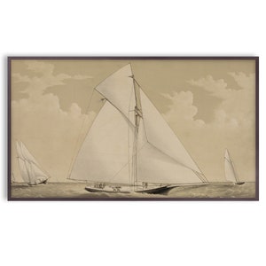 Samsung Bilderrahmen TV Kunst Vintage, Segelboot, Seelandschaft, Ozean, digitaler Download, See Haus Dekor