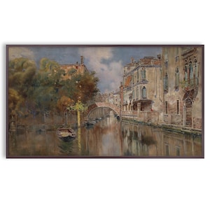 Samsung Frame TV Art Vintage Painting City, Venice, Canal, Instant Download