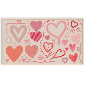 Frame TV Art Valentine&#39;s Day Decor | Pink Hearts | Digital Download | Cute and Romantic Art