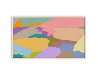 Cornice TV Arte Pittura astratta colorata / Arte moderna strutturata / Arredamento eclettico per la casa / Download digitale