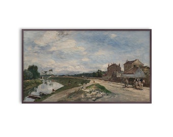 Samsung Frame TV Art Vintage Landscape Painting, Digital Download