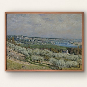 Vintage Landscape Art Print, Printable Wall Art Horizontal, Painting, Instant Download