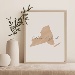 NY State Map Wall Art Printable New York Map - Etsy