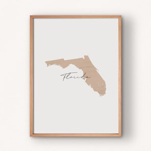 Florida State Map Wall Art Afdrukbare FL Kaart