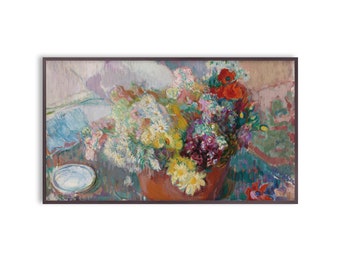 Samsung Frame TV Art Flower Classic Painting, Instant Download