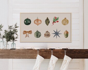 Frame TV Art Christmas Ornament, Farmhouse Winter Holiday Decor, Digital Download