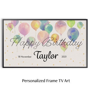 Frame TV Art Birthday, Samsung TV Art Balloon, Personalized Frame TV Art