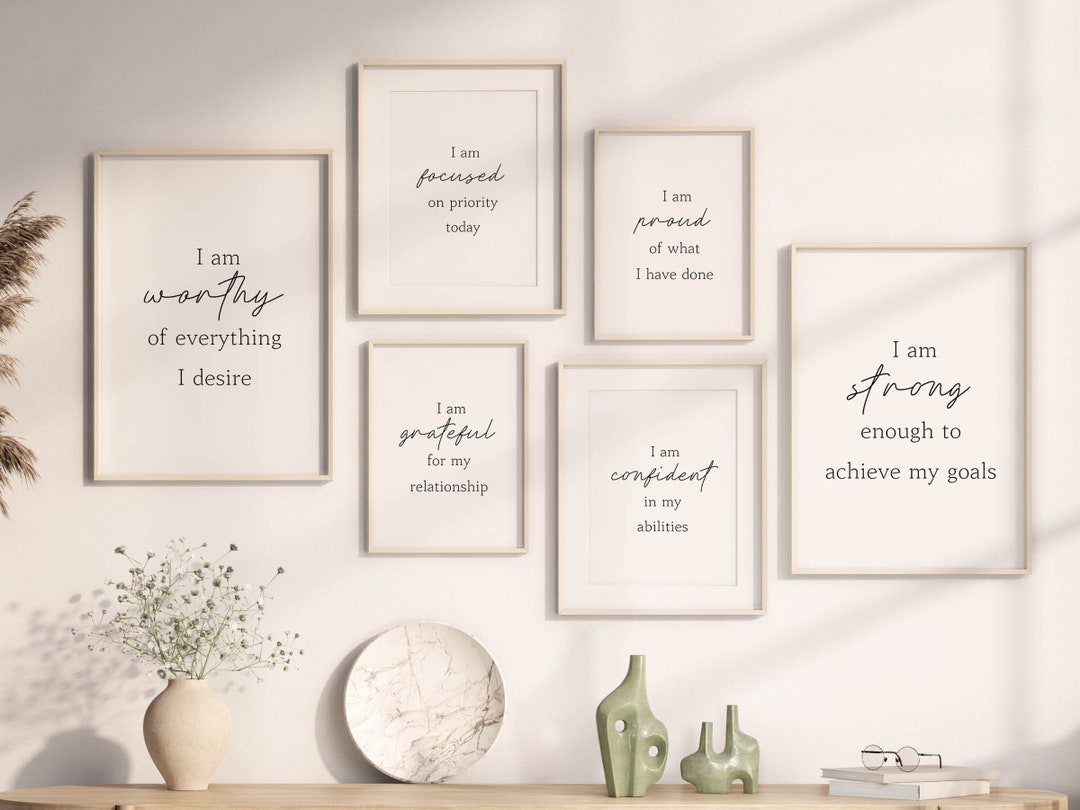Motivational Quote Gallery Wall Art Set of 6, Home Offie Decor (digital ...