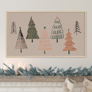 Samsung Frame TV Art Christmas Trees 4K, Winter Trendy Christmas Art, Digital Download, Holiday Home Decor
