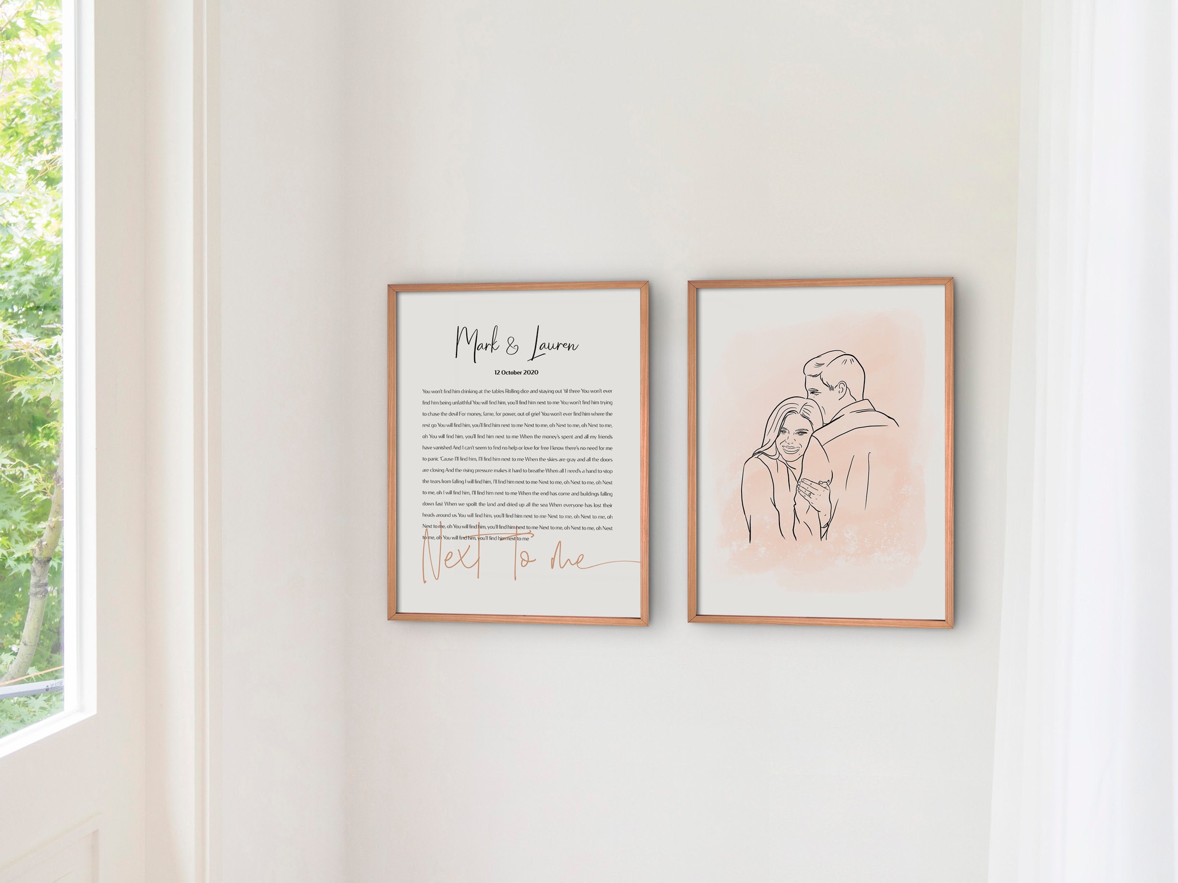 Song Lyrics Wall Art with Custom Portrait First Dance Wall Art Etsy