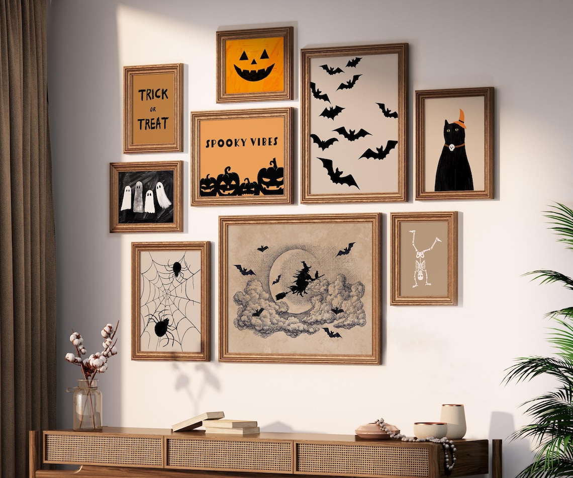 Halloween Gallery Wall Set | Spooky Home Decor | Printable Wall Art ...