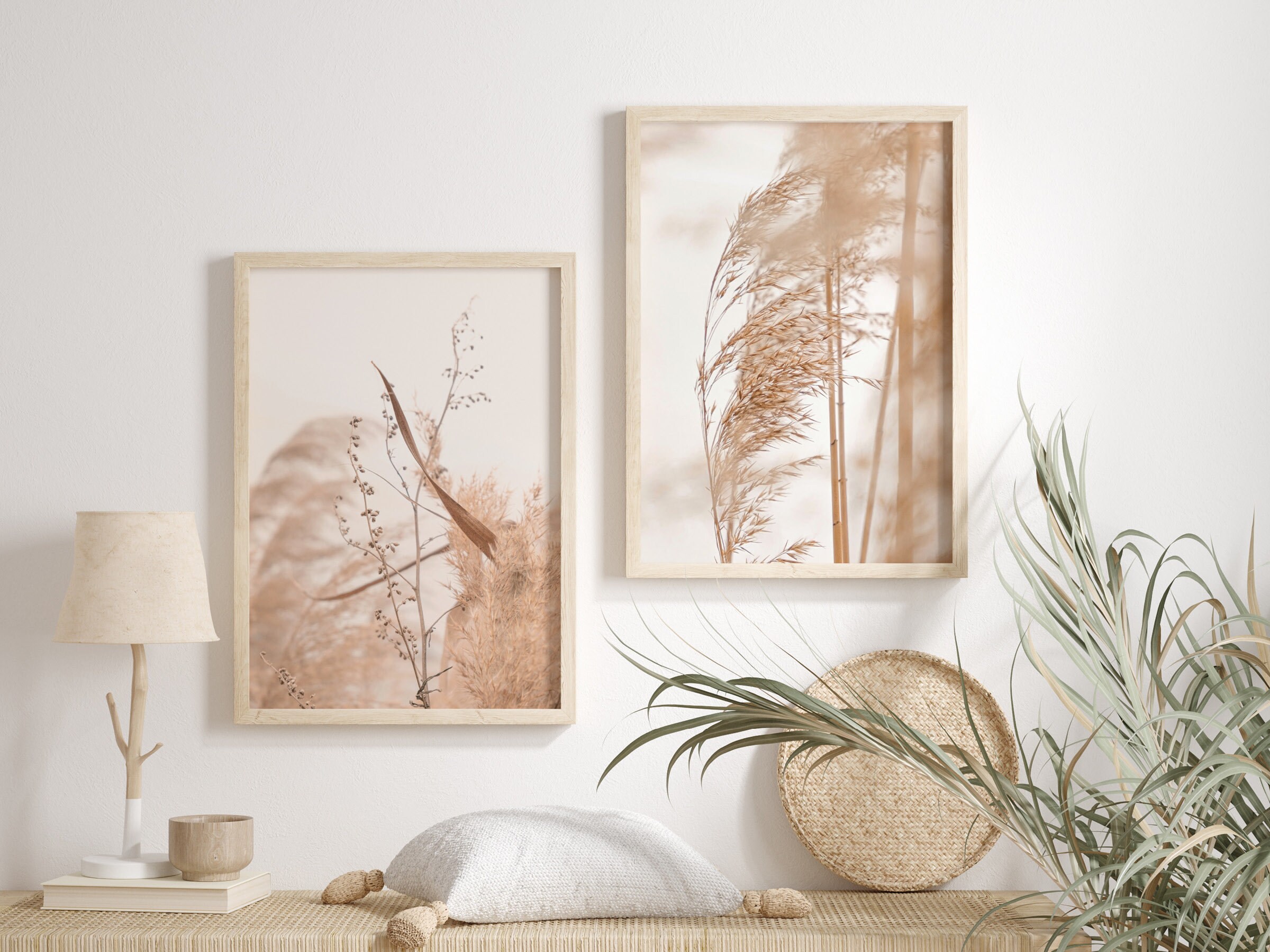 Pampas Grass Wall Art Set of 2 for Boho Farmhouse Fall Decor Etsy Sweden