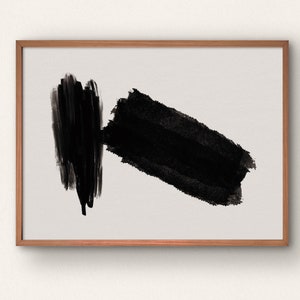 Modern Abstract Printable Wall Art Horizontal, Black and White Minimalist Print, Digital Download