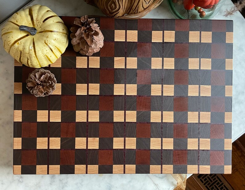 End Grain Plaid Cutting Board Etsy