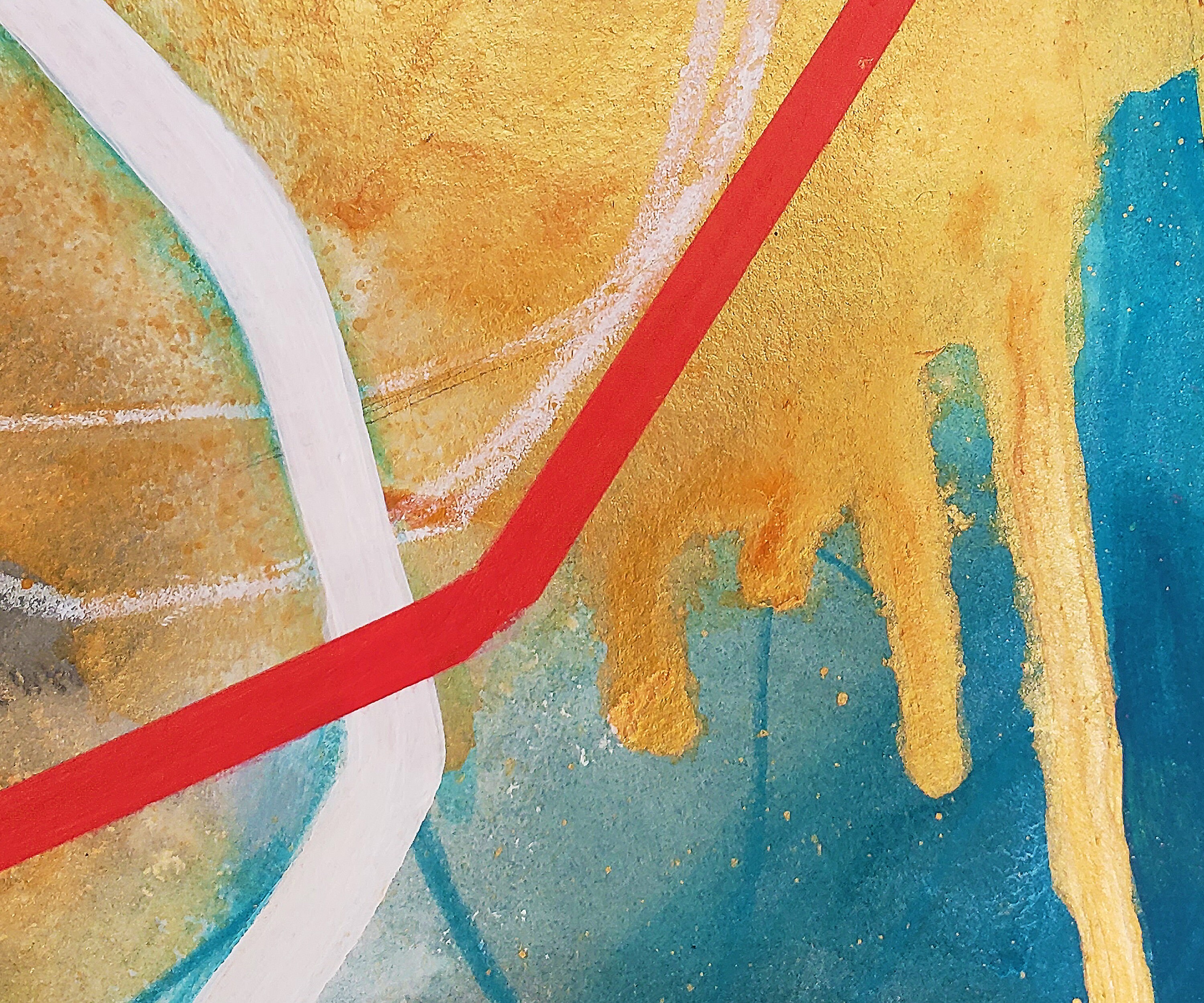 Geometric Abstract Art Turquoise Red Abstract Original Etsy