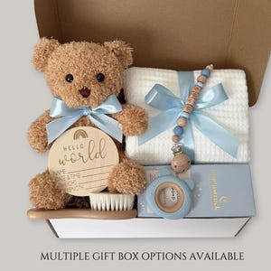 New Baby Gift, Baby Boy Gift Box, Baby Shower Gift Basket, Blue Newborn Boy Gift Set, New Parents New Mom Care Package, Welcome Baby Arrival